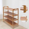 YINZINR 4-Tier Bamboo Shoe Rack, Brown, 18"W x 18"L x