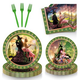 Birthday Tablewares, 96 Pcs Plates and Napkins, Happy Birthday Party Supplies Paper Dinner Plates for Movie Fans, Table Decorations, Serve 24