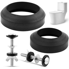 Universal Toilet Tank To Bowl Gasket, 2 Kind Gasket and 2 Sets Stainless Steel Bolt Hardware Kit, Toilet Repair Replacement Kit Inside Tank Fits 2'' and 3'' Toilet Flush Valve Tank Coupling Kit(black)