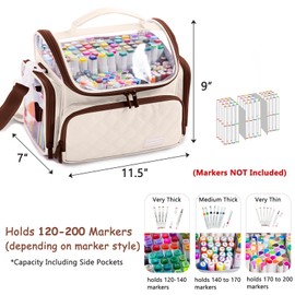 APOFFICE Large Marker Organizer Case Holds 150-200 Markers | Art Marker Storage Bag with Removable Dividers & Clear Top for Artists, Crafters & Travel - Pen, Pencil Alcohol Marker Holder - Art Supply