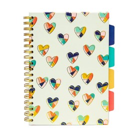 Pukka Pad B5 size, heart flowers love project book, 5 subject notebook diary ruled, 200 pages, 80gsm, wirebound, hard back, page perforation, dividers with storage pockets