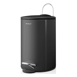 Blomus TUBO Pedal Bin Made of Powder-Coated Steel, Anthracite, 3 L Capacity, Smart Close System, Removable Bucket, Exclusive Bathroom Accessory (H x W x D: 24.5 x 17 x 17 cm, anthracite, 68888)