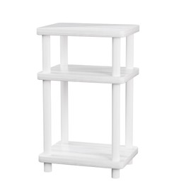 DALEMHOME Solid Wood 3 Tier End Table, Side Table Sofa Couch Table for Living Room, Night Stand Storage Shelf, for Small Space, Easy Assembly, for Living Room, Bedroom, Apartment, White