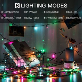 Avoalre Multicoloured Christmas Lights 20M 200LED String Lights Christmas Tree Lights 8 Lighting Modes Fairy Lights Plug in IP44 Waterproof for Garden Xmas Wedding Party Decoration Indoor Outdoor