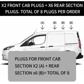 8PCS Roof Rack Grommet Plug Cap Fit for Ford Transit Connect 2014 Onwards, Full Roof Kit incl 2 Front Cab Section and 6 Rear Section