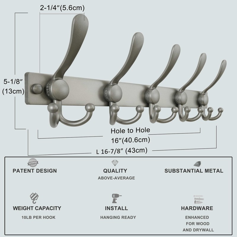 Dseap Coat Rack Wall Mount 2.0 Pro: Heavy Duty 300%