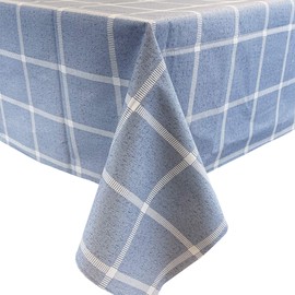 Allgala Waterproof Check Design Printed PVC Vinyl Protective Tablecloth - 54x78 Inch - Light Blue - TC59110