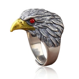 Adjustable Silver Men's Fidget Ring Open Eagle Black Rings Men Index Finger Adjustable Viking Foot Rings Two Finger Ring Vintage Retro for Men Men Man Unisex
