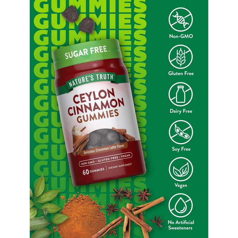 Nature's Truth Ceylon Cinnamon Gummies | 2000mg | Sugar Free