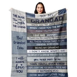 Yesbird Grandad Gifts, Grandad Birthday Gifts, Gifts for Grandad, Best Grandad Gifts, Gifts for Grandad from Grandchildren Birthday for Grandad Fathers Day Blanket 150x130CM