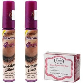 Prosa 4 en 1  2 Pack Mascara Pestañas Rimel Varios Modelos  1 Jabón 50g La Artesanal (Maxi-Volumen Silicón)
