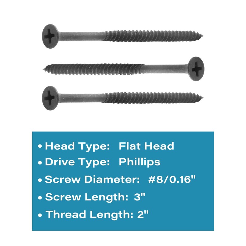 IMScrews #8x3" Phillips Carbon Steel Flat Head Sharp Point Drywall