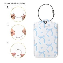 ZFQ Coquette Blue Bow Luggage Tags for Suitcases, Cute Luggage Tags for Women, Preppy Gifts, Cute Trendy 2 Pack Luggage Tag for Travel, Teen Girls Gifts Suitcase Tags