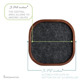 Wood Coaster for Drinks, Set of 6, Squircles Absorbent and Insulation Felt Stackable Cup Holders, Coasters for Wooden Table, Designed by S1EGAN