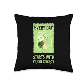 Smoothie Blender Accessories Co. Fresh Juice Healthy Eating Theme Apple Almond Lime Cucumber Throw Pillow, 16x16, Multicolor