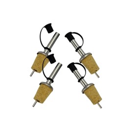 Southern Homewares Stainless Steel Free Flow Pourer W/Cap Wine Liquor Bottle Cork Stopper 4 Pack