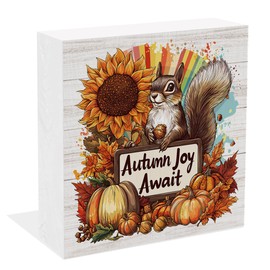 Fall Decorations for Home Fall Decor for Living Room Kitchen Autumn Pumpkin Sunflower Decorations Autumn Wooden Decor for Table 5 × 5 Inches