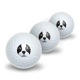 Graphics and More Boston Terrier Face - Dog Pet Novelty Golf Balls 3 Pack