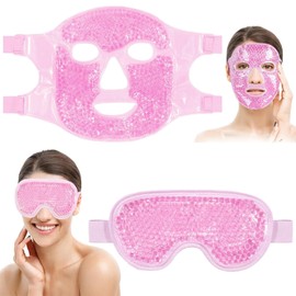 2Pzs Parches para Ojos y Cara Reutilizable, Antifaz de Gel para Ojos Frio y Calor con Respaldo de Felpa Suave,Mascara de Hielo Facial para...         