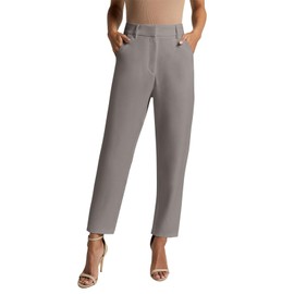 NIMIN 2024 Business Casual Pants for Women High Waisted Dressy Pants Straight Leg Work Trousers for Office Conference Grey Large