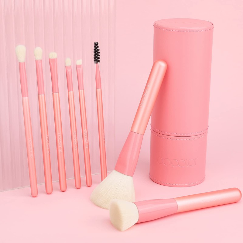 Docolor Makeup Brushes Set with Holder 8 Pieces Essential Makeup
