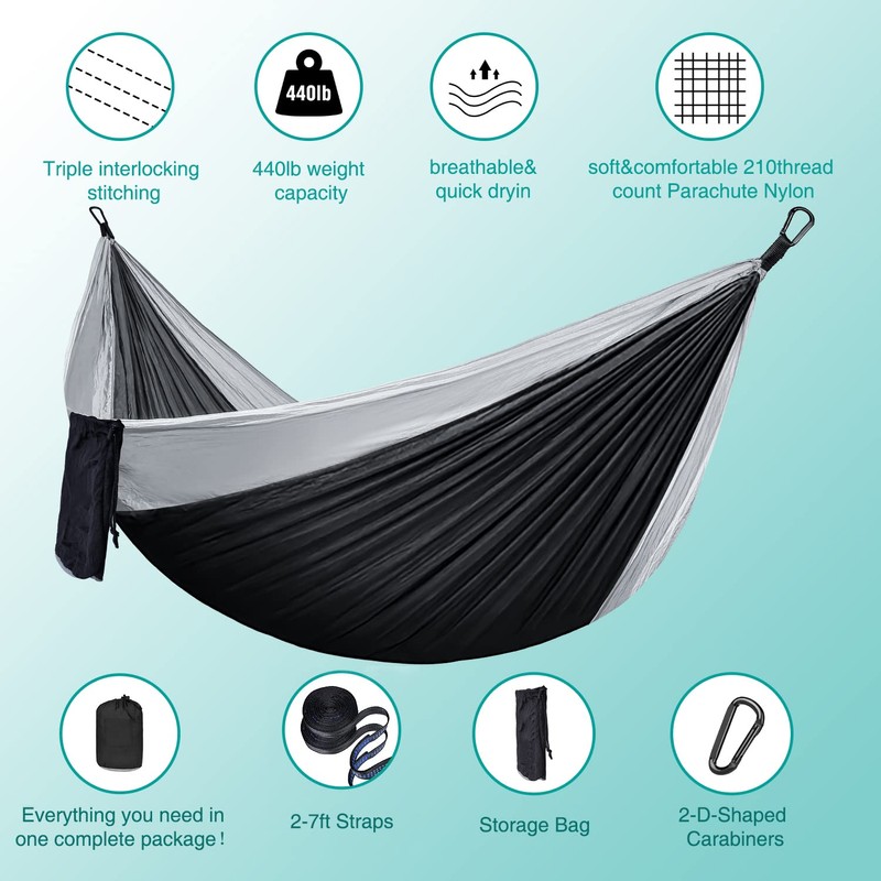 ERUW CozyHoliv Camping Hammock, Single Portable Parachute Hammocks for Outdoor