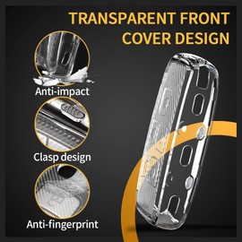 TANGSEN Key Fob Case TPU Cover Compatible with Land Rover Range Rover Discovery EVOQUE LR2 LR4 Sport Transparent Carbon Fiber Texture 5 Button Protective Key Shell (Black)