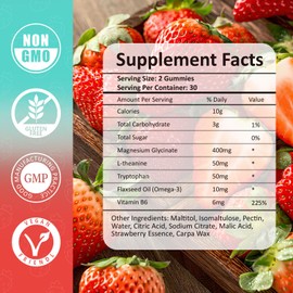 Natural Magnesium Glycinate Gummies 400mg, Sugar Free Magnesium Gummies for Adults with Magnesium L-Threonate, Chewable Magnesium Potassium Supplements for Sleep, Body Support and Relaxation, 60 Count