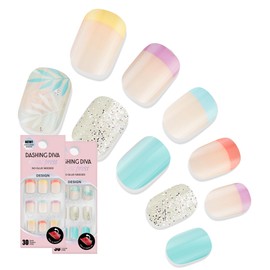 Dashing Diva Magic Press Nail Bundle - On An Island Collection | Square Press On Nails | Eternal Youth & Stay Palm | Long Lasting Gel | Lasts Up to 7 Days | 2 Sets