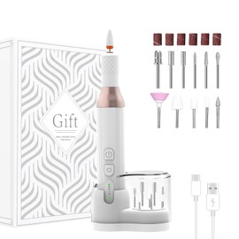 Electric Nail Machine, Electric Nail Care, Nail Machine Professional Use, Electric Nail File, Nail Polishing, Exfoliating, Cuticle Treatment, Includes 12 Bits, Gel Nail Off, Cordless, USB Powered, 3 Speeds, Low Noise, For Home Salons