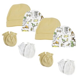UD_Baby Boy, Baby Girl, Unisex Infant Caps And Mittens (pack Of 8) Nc_0307