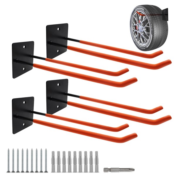 YTCYKJ 12.4-Inch Heavy-Duty Garage Hooks, 4-Pack - High-Capacity Wall Mount