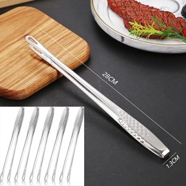 Stainless Steel Kitchen Tongs | Multifunction Cooking Tongs,for Cooking Stainless Steel Kitchen Tweezers Grill Food Yakiniku Tongs Cooking Clamp Tool for Salad,Fish,Steak,Barbecue,Buffet,Meat(5 pcs)