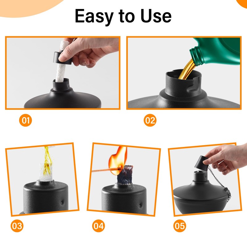 SNOGSWOG 6 Pack Metal Table Top Torches, 22oz Citronella Torches
