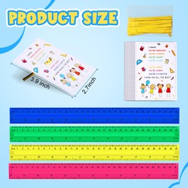36 Pcs End of Year Student Gifts Plastic Rulers with 36 Pcs Inspirational Cards from Teacher, Flexible Assorted Color Ruler with Centimeters and Inches for Students Graduation School Supplies (36)