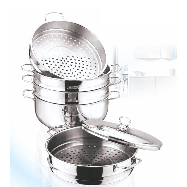 Vinod 5-Tier Stainless Steel Steam Cooker Manti Momos Steamer w/Lid,