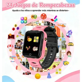 Reloj Inteligente 2G Llamadas Sos SmartWatch Con Camara Relojes De Juego PTHTECHUS Relojes Inteligentes Llamar Niños Relojes Inteligentes,música calculadora Con Ranuras Para Tarjetas Sim color Rosa