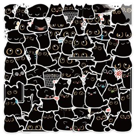 80 Cute Black Cat Meme Stickers for Phone, Computer, Laptop, Water Bottles, Cups, Car Accessories Vinyl Stickers Decals, for Teens, Kids, Adults