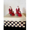 MACKENZIE CHILDS GORGEOUS SANTA SALT AND PEPPER SHAKER SET NEW