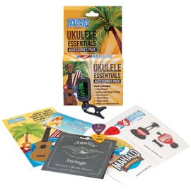 Mahalo Ukulele Essentials Accessories Pack - including Clip On Tuner, AQUILA Super Nylgut Strings, Picks & More