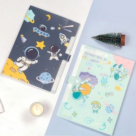 Cute File Folder 5 Pockets - Astronauts Universe Space Rocket Spacecraft Letter A4 Accordion Expanding File Paper Organizer Tabs with Cover (Blue)