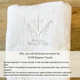 Custom Cross Baptism Towel for Baby Boys and Girls, Byzantine Cross Bathroom Towels Christian, Infant Christening Baptismal Day Gift (Fancy Cross Silver)