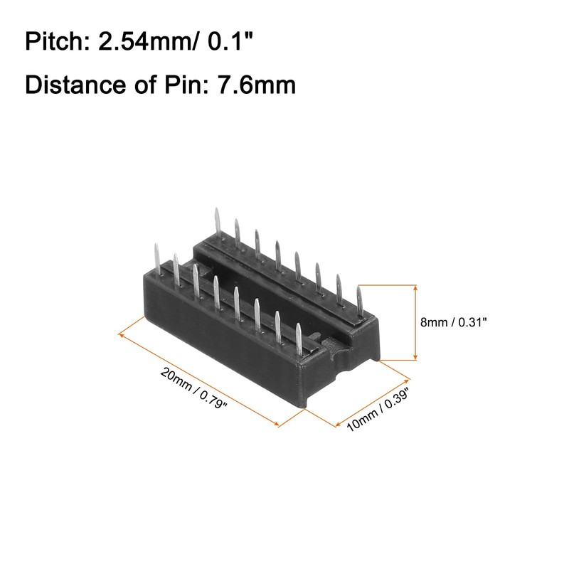 sourcing map 20Pcs DIP IC Chip Socket Adapter, 2.54mm Pitch