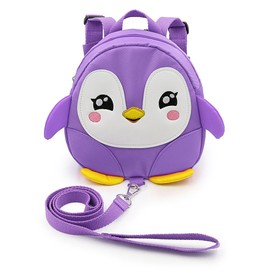 Hipiwe Baby Toddler Walking Safety Backpack Little Kid Boys Girls Anti-Lost Travel Bag Harness Reins Cute Cartoon Penguin Mini Backpacks with Safety Leash for Baby 1-3 Years Old, Purple,