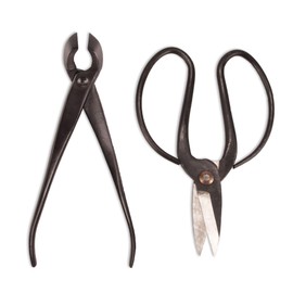 BambooMN Bonsai Basics Set - 8" Concave Cutter, 7" Heavy Duty Shear - 10 Sets