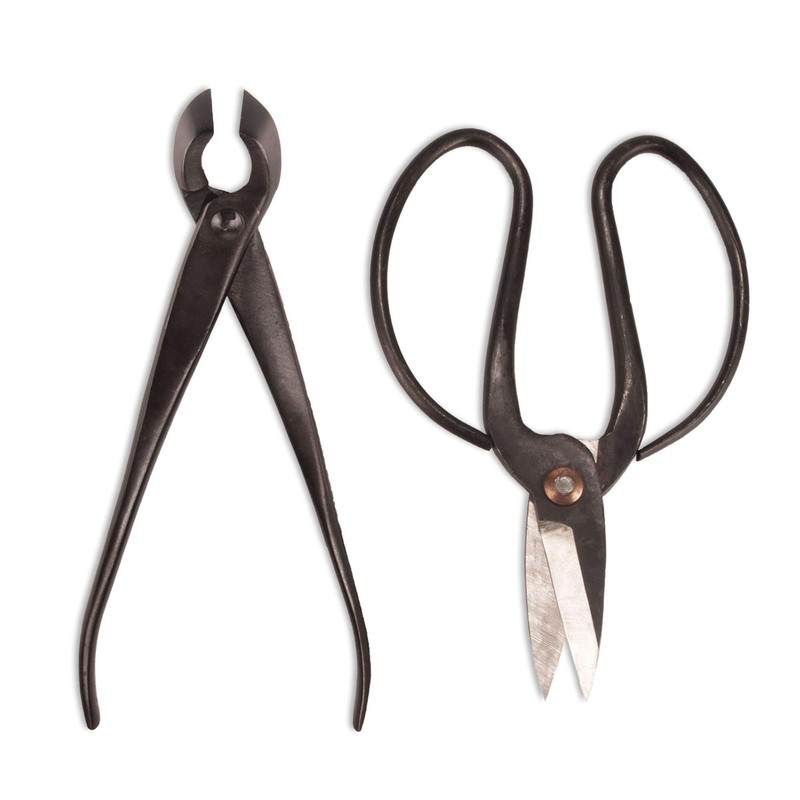 BambooMN Bonsai Basics Set - 8" Concave Cutter, 7" Heavy