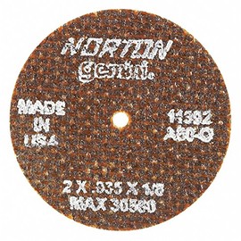 Norton 2" Type 1 Aluminum Oxide Abrasive Cut-Off Wheel, 1/8" Arbor, 0.035"-Thick, 30,560 Max. RPM