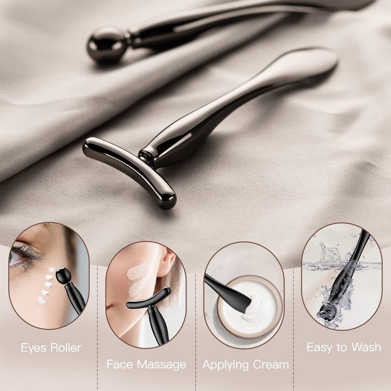 Lisapack 2PCS Metal Eye Cream Applicator Wand Stick, Massager Tool