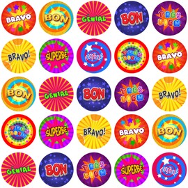 900 Mini Funky French Language Dots 10mm Glossy Teacher Reward Stickers