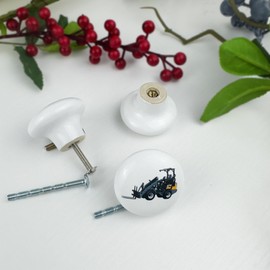 Lasyman 1.5" 8 PCS Ceramic Cute Vehicle Truck Tractor Theme Nursery Baby Kids Room Dresser Drawer Knobs Pulls